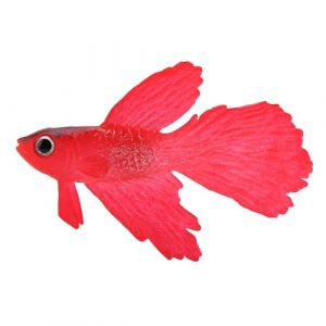 Yctze Petit Poisson Artificiel en Silicone pour Aquarium, Décorations Amusantes pour Aquarium, Faux Ornement de Poisson (Poisson Betta Rouge n°1) (Gorgeri, neuf)