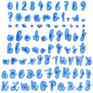 Ensemble de 83 tampons en alphabet pour fondant, emporte-pi&egrave;ces pour biscuits en plastique avec lettres et chiffres, tampons pour biscuits en lettres cursives r&eacute;utilisables pour d&eacute;corer des g&acirc;teaux et (HUAKAIY, neuf)