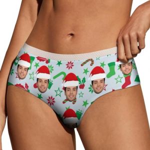 Naispanda Culotte Femme personnalis&eacute;e avec Visage Amusant Culotte Femme personnalis&eacute;e sous-v&ecirc;tements Fantaisie Culotte Femme personnalis&eacute;e sous-v&ecirc;tements Sexy avec Photo pour Femme &eacute;pouse Petite Amie (tuoqingkeji, neuf)