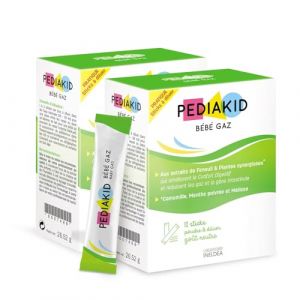 PEDIAKID - Bébé Gaz - Aux extraits de plantes & fibres - Aide à réduire les gaz et à améliorer le confort digestif - Dès la naissance - Format sticks de poudre à diluer facile à utiliser - Lot de 2 (Parabio Santé, neuf)