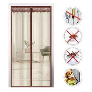 THAIKER Moustiquaire Porte Fenetre AimantéE, 90x205cm(35x81inch) Porte Moustiquaire Fermeture Automatique Facile à Installer Fermeture Automatique Portes De Balcon Portes Coulissantes, Brown (THAIKER, neuf)