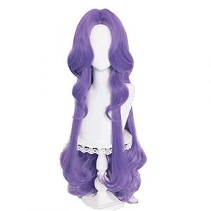Game Syndra Rose Perruque Cosplay Femme Longue Bouclée Vague Violet Perruque Cosplay Anime Cosplay Perruque Synthétique Résistant à la Chaleur Perruques Halloween (good stuff A, neuf)