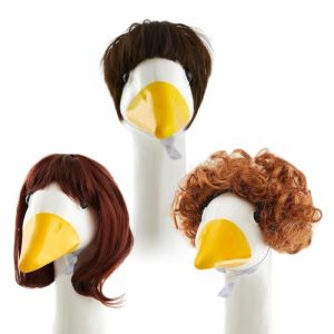 Duroecsain Perruque de cheveux d'oie, perruques pour oies | Tenues amusantes - Accessoires de d&eacute;coration de jardin d'ext&eacute;rieur pour le jardin, lot de 3 figurines de terrasse - Costume d&eacute;coratif (zhrnfm, neuf)