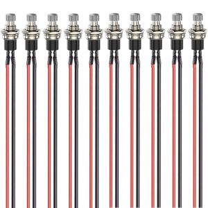 Gebildet Lot de 10mini Boutons Poussoirs Momentan&eacute;s Pr&eacute;c&acirc;bl&eacute;s 7 mm 3V-6V-12V-24V-230V/1A, SPST Bouton Rond ON/OFF &agrave; 2 Broches ouvert Nominal pour Mod&eacute;lisme Ferroviaire (blanc) (Gebildet-FR, neuf)