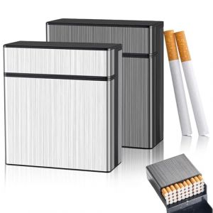 Lot de 2 bo&icirc;tes &agrave; cigarettes en m&eacute;tal, &eacute;tui &agrave; cigarettes en aluminium pour 40 cigarettes, bo&icirc;tes &agrave; cigarettes &eacute;l&eacute;gantes pour homme et femme, cadeau (BozeRICH, neuf)