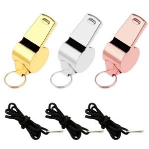 Sifflet 3 Pièces, Sifflet en Acier Inoxydable, Sifflet avec Lanière, Sifflet De Commande D'Arbitre, Sifflet d'urgence, Sifflet De Sport, Sifflet D'Extérieur (KE HONG LTD, neuf)