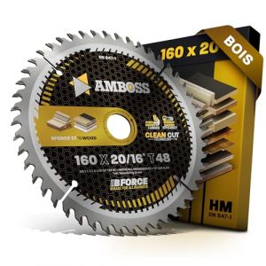 AMBOSS lame scie circulaire 160x20mm (bois) - lame de scie 160 avec 48 dents - lame scie circulaire Ø 160mm - compatible Mafell: Flexistem. KSS 300. MS 55. MT 55 cc. PSS 3100 SE. Bosch. Festool (Sawblade King, neuf)