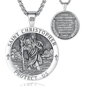 EUDORA Harmony Ball Collier en argent sterling 925 avec M&eacute;daille de Saint Christophe pour Homme et Femme, Collier avec Pendentif Amulette de Saint Christophe Bijoux Chr&eacute;tiens Cadeaux, 55,9 cm + 5,1 cm (EUDORA Harmony Ball, neuf)