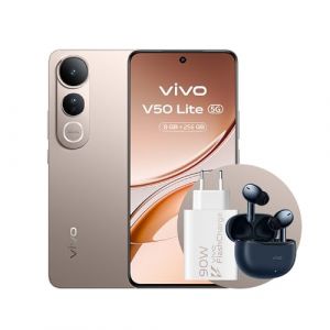 vivo V50 Lite Smartphone 5G | 8+8 Go RAM, 256 Go | Batterie BlueVolt 6500 mAh FlashCharge 90W | Cam&eacute;ra Sony IMX882 50MP avec Aura Light, &Eacute;cran P-OLED 6,77&rdquo; 120 Hz, IP65 (vivo CameraPhone, neuf)