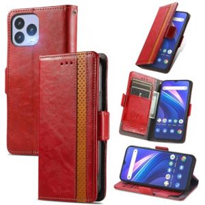 MOJIA Coque pour Cubot P80 / Wiko T60, PU Housse Pochette Antichoc et Anti-Rayures Fonction Stand Rabat de Portefeuille Etui with Card Hold. Rouge (Shangnai, neuf)