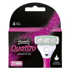 Lames de rasoir pour femme Wilkinson Sword Quattro for women Sensitive. (Venture Blue, neuf)