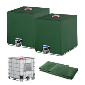 Jissta 2PC Bache pour Cuve IBC 1000L, Bâche Recuperateur d Eau de Pluie, Anti-UV Anti-Poussière Bache de Reservoir d'eau, Couvercle Housse de Protection Cuve 1000l, 116 x 100 x 120 cm, Vert (BHUJEL  DIDI S.R.L., neuf)