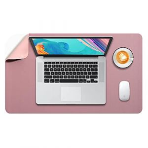 DOBAOJIA Tapis de Souris Grand, sous Main Bureau L, Mouse Pad Mat Prolongé, Tapis de Portable, Tableau d'Écriture, Buvard de Bureau, Double Face Usage en Cuir PU Étanche, 60 x 35cm Rose Foncé/Rose (DOBAOJIA, neuf)