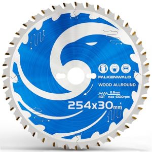 Lame de scie pour bois 254 x 30 mm Bois Allround, lame de scie circulaire 254 x 30 mm avec 80 dents en carbure, compatible avec Bosch GTS 10 XC, PTS 10 table saw & Metabo mitre saw KGS 254 M (Falkenwald GmbH, neuf)