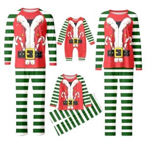 WVONIF Pyjama Noel Famille Ensemble Pyjama Noel Famille V&ecirc;tements de Nuit Femme Homme de No&euml;l Pyjamas Assortis Xmas Pyjamas Costume Deguisement Homme P&egrave;re (Vert-5,XL) (BAULMD（90% Big Promotion Without Discount Code ）, neuf)