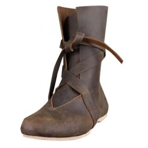 G&eacute;n&eacute;rique Bottes de Chevalier m&eacute;di&eacute;vales en Cuir PU, Bottes de Cosplay m&eacute;di&eacute;vales Renaissance pour Hommes et Femmes, Bottes Vintage &agrave; Fond Plat, Chaussures &agrave; Lacets (neumixs, neuf)