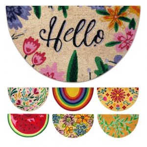 LUA VIKA Paillasson Exterieur Entree Demi Lune - Hello - 40x70 cm - Tapis Entree Exterieur Antidérapant - Tapis Coco Interieur - Paillasson Coco Original (LUA VIKA, neuf)