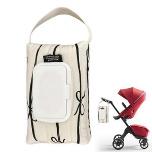 Sac À Lingettes Mouillées, Coton Nœud Rayé Sacs De Lingettes Humides Réutilisable, Distributeur De Lingettes Humides, Pochette Lingettes Bébé Portable Pour Voyage, Boîte Lingette De Rangement (fanskmz, neuf)