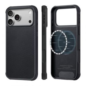 pitaka Coque pour iPhone 17 Pro Étui de Protection Magnétique Compatible avec MagSafe Housse Fine en Fibre d'Aramide et TPU avec Protection Intégrale [ProGuard Militaire] Noir (PITAKAofficial, neuf)