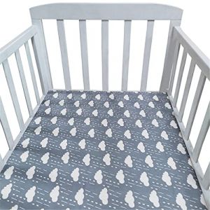 Hiseng Drap Housse Landau Berceau Lit d'Appoint, &Eacute;toile Animal Draps-Housses pour Un Lit B&eacute;b&eacute;, Coton Housse de Matelas Universels &Eacute;lastique Prot&egrave;ge Matelas pour Enfant (Nuage,120x60cm) (Hiseng, neuf)