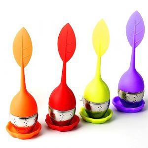 FEMONGY infuseur thé 4 pièces boule a the infuseur, boule à thé, filtre à thé, filtres à thé, poignée en Silicone, égouttoir à Tamis en Acier Inoxydable Inclus, infuseur à thé pour Tisane (feuille) (linxianaidi, neuf)