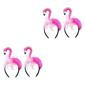 FRCOLOR 4 Pièces bandeau flamant rose bandeau pour la fête hawaïenne coiffe de fête hair toppers Décoration flamant bandeau dessin animé animaux cerceau à cheveux en tissu polyester (White Beach, neuf)