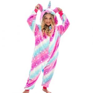 Grenouillère Licorne Douce Pyjama Combinaison Surpyjama pour Enfants (Etoiles Roses/Violettes, 3-4 Ans) (Jiahe-US, neuf)