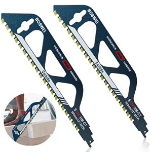 Lame de Scie Sabre, 2 Pi&egrave;ces Lame Scie Sabre, Professional Pierre de Scie Sabre Brique pour Couper la Brique Cellulaire, Bois, B&eacute;ton, Les Panneaux de Ciment, B&eacute;ton Cellulaire (S1243HM 305 mm) (CarLen, neuf)
