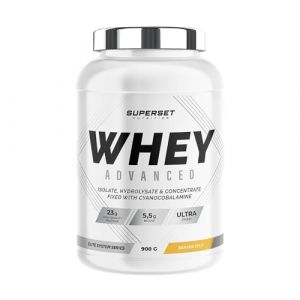 Superset Nutrition - 100% Whey Proteine Advanced (900g) - 74% de protéines - Isolat + Concentrat + Hydrolysat, Digestion optimisée, Riche en BCAA et en glutamine - Banana Split (FITADIUM, neuf)