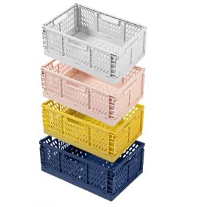 Bo&icirc;te Pliante Caisse Pliante Paniers de Rangement Pliable Portable Caisses de Rangement Color&eacute; Caisse de Rangement Convient pour Cuisine,Salle de Bain,Bureau,Chambre (43&times;29&times;17cm, 4Pack) (南昌市鸣静电子商务中心, neuf)