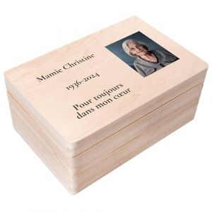 Creative Deco Bo&icirc;te &agrave; Souvenirs Deuil | Remerciement Condoleances, Deces | Cadeau Personnalis&eacute; | Souvenir Comm&eacute;moratif Personnalisable pour Proche et D&eacute;funt | Coffret en Bois Rangement pour Cartes (Creative Deco, neuf)