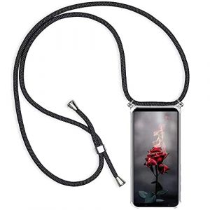 PekaTech Coque pour Huawei Honor View 10 avec Cordon de Collier, Cover Transparente Silicone TPU Bumper Etui Housse avec Cordon R&eacute;glable T&eacute;l&eacute;phone Lanyard Case Collier &ndash; Noir (Paekear, neuf)