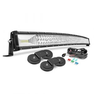 Willpower 132cm 52'' 675W Barre LED Incurv&eacute; + 2pcs Support Magn&eacute;tique + Faisceau de C&acirc;blage 12V &Eacute;tanche Bar Feux Rampe LED pour 4x4 Voiture Camion Tracteur Quad Bateau (gzyizai, neuf)