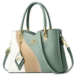 FOLOVEYA Sac &agrave; Main Femmes &Eacute;l&eacute;gant Sac Cabas Imperm&eacute;able Sac &Eacute;paule Grand Capacit&eacute; Sac Fourre-Tout Bandouli&egrave;re Dames Multicolore Shopper Pour Les Travail Voyage Ville Affaires en PU Cuir Vert (GATE14 S.R.L, neuf)