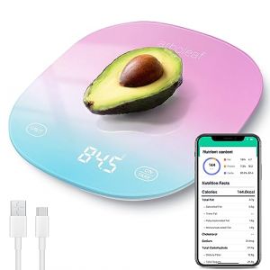 arboleaf Balance de cuisine, balance cuisine de précision 10kg/0,5g, balance de cuisine numérique qui Calcule les Calories, Balance Nutritionnelle Connectée Rechargeable USB et écran LED(Bleu et rose) (arboleaf, neuf)