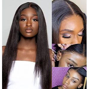 TOOCCI 13 X 4 Lace Frontal Wig Cap Human Hair Lace Wigs Perruque Bresilienne Meches Cheveux Brésilienne Humain Naturelle Droit (14") (Toocci, neuf)