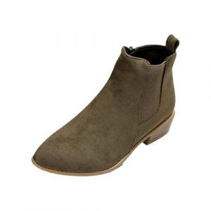 Generisch Bottines Chelsea élégantes pour femme - Avec talon - En daim - Avec fermeture éclair - Bottes de travail basses - Couleur unie - Confortables - Bottes de loisirs, Vert Z06, 38 EU (Ansu clothing, neuf)