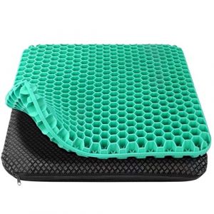 Coussin Gel Anti-Escarre, Ergonomique pour Chaise de Bureau, Voiture et Fauteuil Roulant, Respirant avec Housse Amovible (Couleurs Vertes, 43 * 39 * 4) (YANHUANGCHUHAI, neuf)