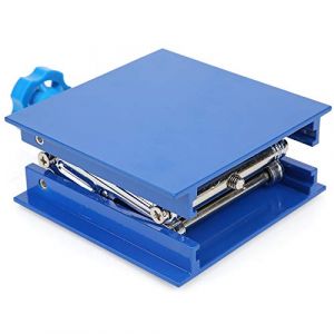 Taidda Plate-forme de Levage de Laboratoire, Cric &agrave; Ciseaux Stable et Durable pour les Exp&eacute;riences Physiques, Aluminium galvanis&eacute; Bleu 100x100mm pour Laboratoire (Nialye, neuf)