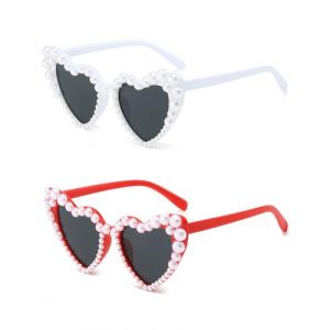 GAJUS 2PCS lunettes de soleil cœur perle, lunettes de soleil vintage cœur perle, lunettes de soleil cœur, lunettes de soleil cœur perle, lunettes de soleil cœur perle, lunettes de soleil cœur perle (guangzhouyihua01, neuf)