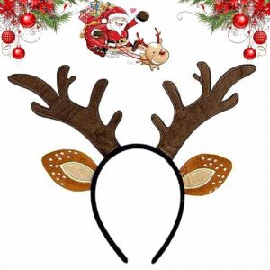 Noel Serre Tete Noel Femme Accessoires,Serre-T&ecirc;te Bois De Cerf,Costume Renne pour Femmes et Filles,Bandeau De Renne De No&euml;l,Bandeau De No&euml;l En Bois De Cerf Mignon,1PC (Elliot  Ree, neuf)
