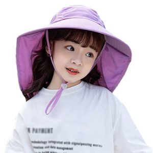 Enfants Chapeau de Soleil avec Large Bord 5-13 ans Fille Gar&ccedil;on Chapeau de Cou Protection Anti-UV Chapeau Bonnet UPF50+ Et&eacute; Casquette de Visi&egrave;re Respirant S&eacute;chage Rapide Chapeau de Plage Cyclisme (CYS-Direct, neuf)