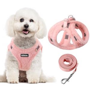 AIITLE Ensemble Harnais et Laisse pour Chien Harnais Chaud et Confortable pour Chiots avec Motif Magic Tape, Gilet en Peluche pour promenades en ext&eacute;rieur pour Petits Chiens et Chats Rose Pur XS (Aiitle, neuf)
