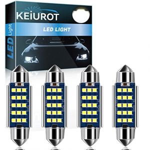 Keiurot C5W Ampoule LED 39mm Feston Lampe DE3425 LED Anti Erreur Blanc 2016 9SMD 6461 Lumière Intérieure Voiture Interieur Plafonnier led 12v Feston Ampoules Lot de 4 (Keiurot, neuf)