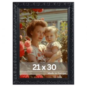 Victor Cadre Photo Rubens en 21x30 cm (A4) Noir - Bar: 30x20mm - Verre Véritable - Châssis pour l'image Baroque - Antique - Vintage 20x30 - A4 Ancien (Victor_Store, neuf)