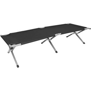 Lit de Camp Pliable en Aluminium pour l'armée - Lit de Camping Pliable et lit d'invité1 Personne, Lit d’Appoint, Capacité 150 kg, pour Camping, Randonnée, Voyage en Plein Air-190 x 62 x 42 cm - Noir (Hechheu, neuf)