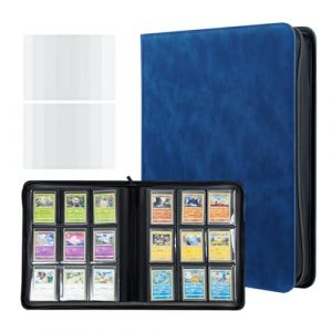 Tolesum Classeur de cartes 3 "x4" Toploader,9 pages peut contenir 216 cartes d'album &agrave; collectionner avec 10 Toploaders, livre porte-cartes adapt&eacute; pour Magic, YuGi Oh, MTG-Bleu (SupreHoly, neuf)