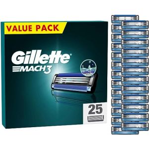Recharges de lames Gillette Mach3 pour hommes, rasoir à 3 lames, 25 recharges. (Woldo Group, neuf)