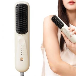 Nudorpn Brosse &Agrave; Lisser | Styleuse Chauffante Portable Anti Br&ucirc;lure,Petite Brosse Lissante Peigne &agrave; Boucler,pour Cheveux Fins, &Eacute;pais et Mince, pour Usage &agrave; la Maison, en Appartement, au Dortoir, en (zhejhsn, neuf)