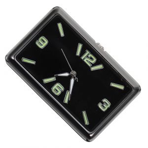 SHINEOFI Horloge Analogique de Voiture Carr&eacute;e Fluorescente Mini Horloge Adh&eacute;sive pour Tableau de Bord Auto D&eacute;coration pour Voiture Bureau et Maison Cadran Noir Luminescent (LeMusi, neuf)